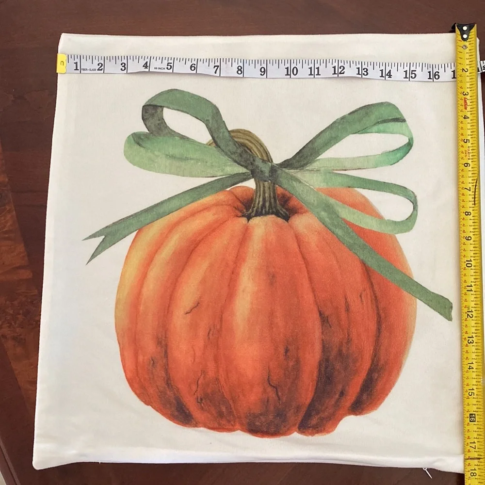 Pumpkin & Sunflower Print Cushion Cover Without Filler 4 set
